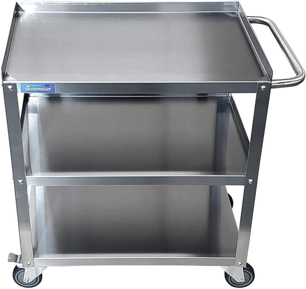 Stainless Steel 3 Shelf Utility Cart on Wheels with Handle T97862