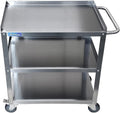 Stainless Steel 3 Shelf Utility Cart on Wheels with Handle T97862