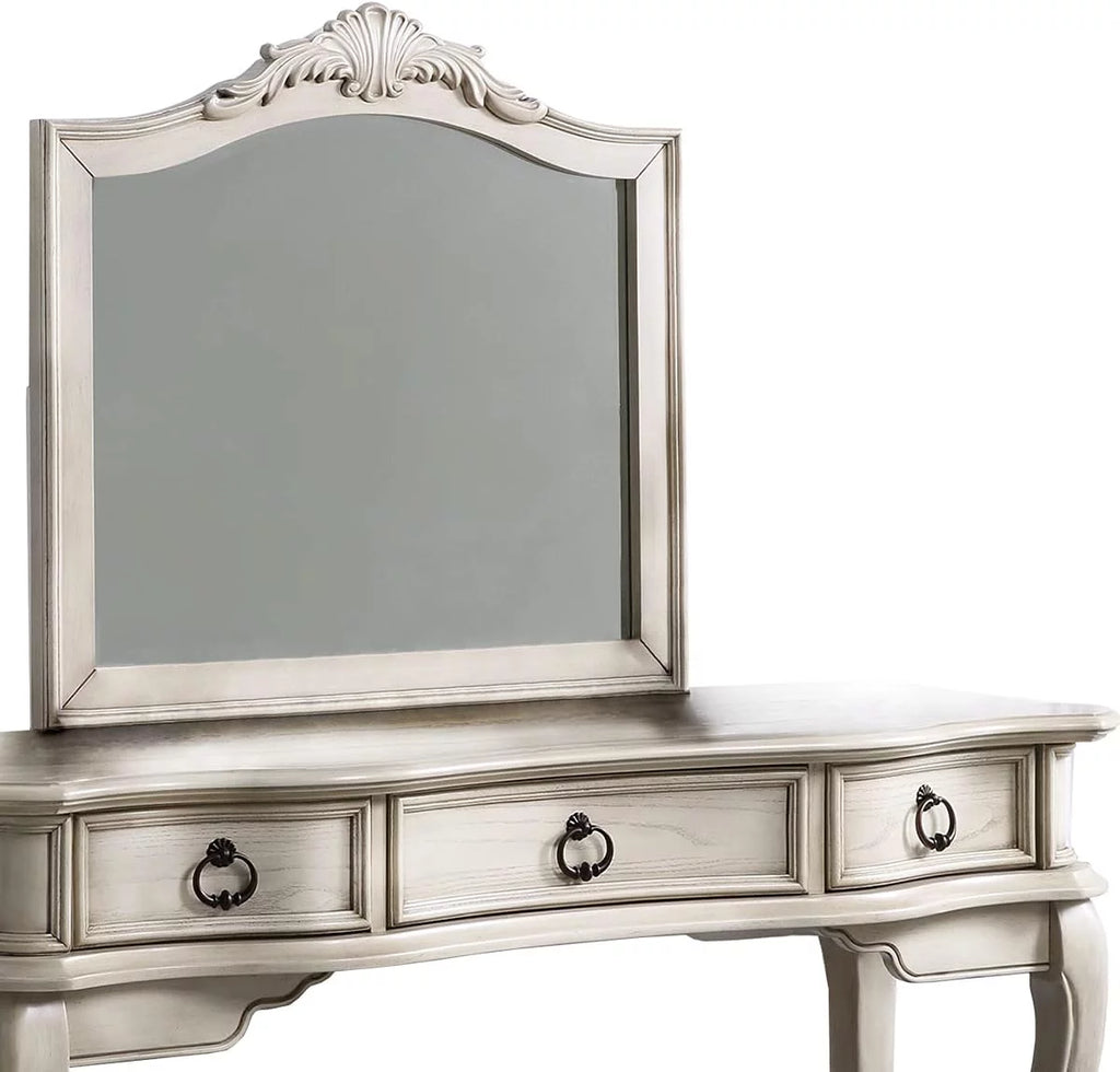 Antique White Vanity Set with Stool and Mirror H251