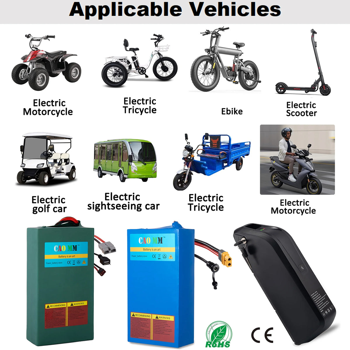 48V 14Ah Lithium Battery T-Plug 30A BMS for 1000W Electric Bike G397309
