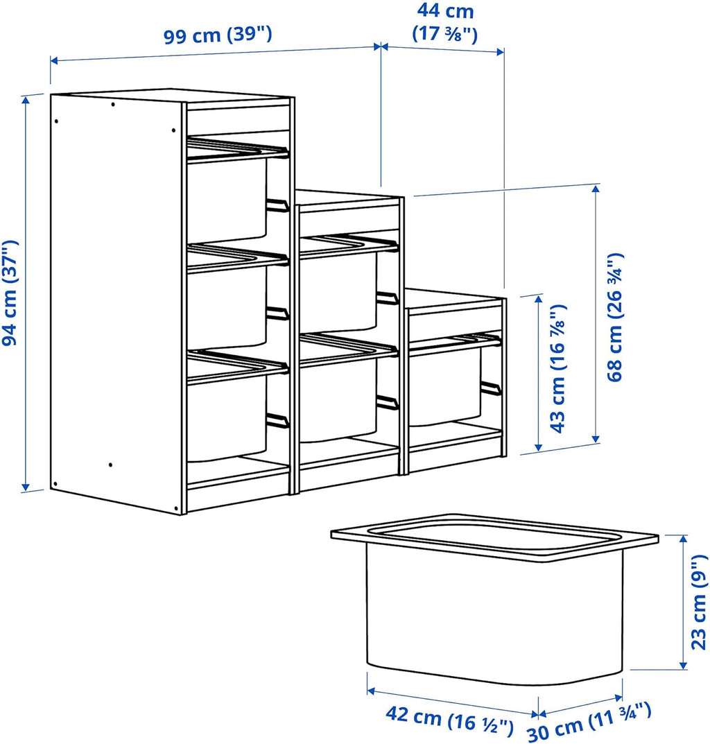 White 99x44x94 cm Storage Combination with Boxes U543127