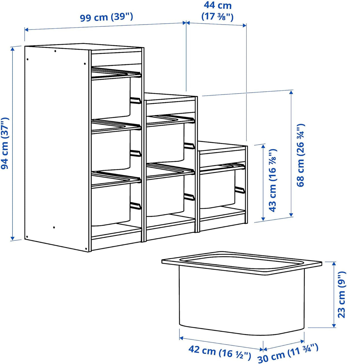 White 99x44x94 cm Storage Combination with Boxes U543127