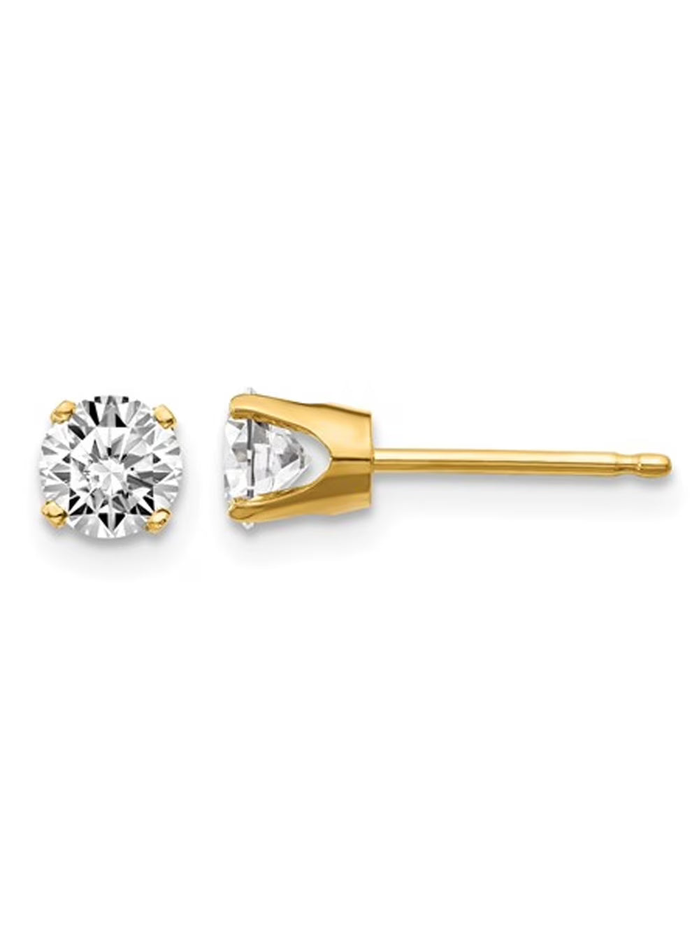14K Yellow Gold Diamond Solitaire Stud Earrings R2001