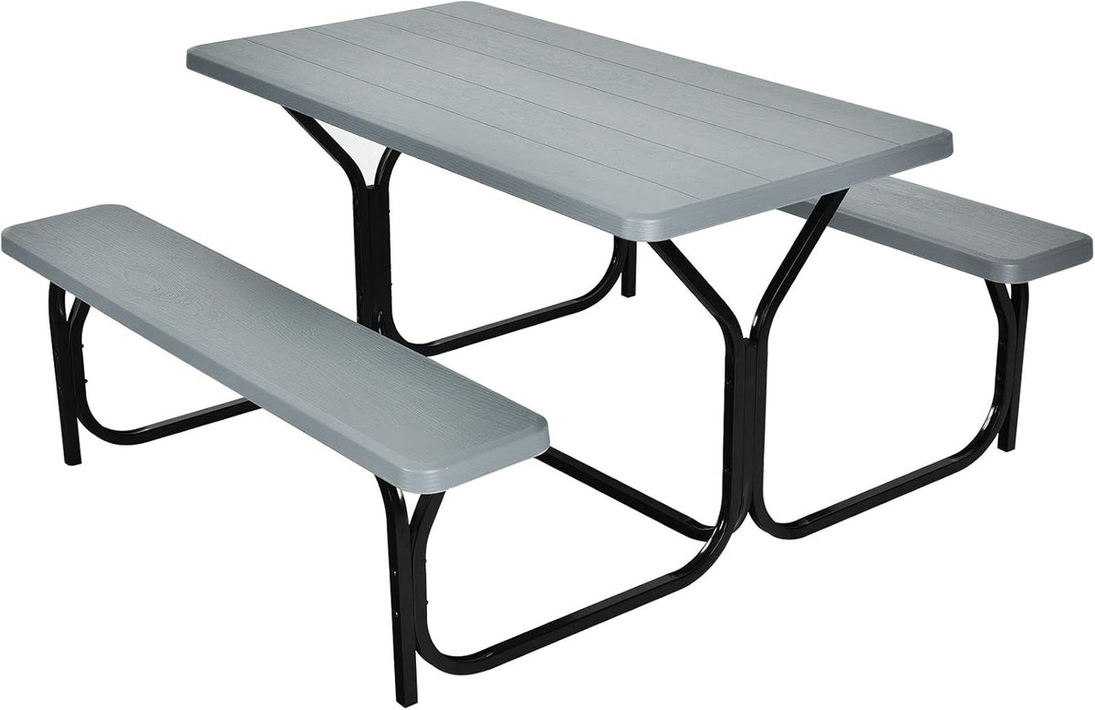 White Metal Base Picnic Table Bench Set C9734