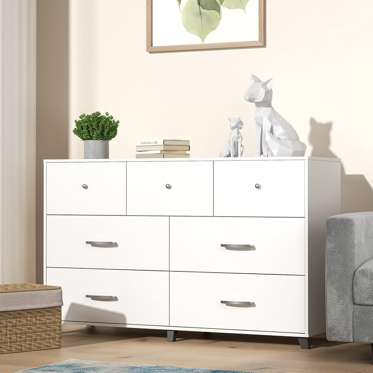 White 7-Drawer Vertical Dresser P511348
