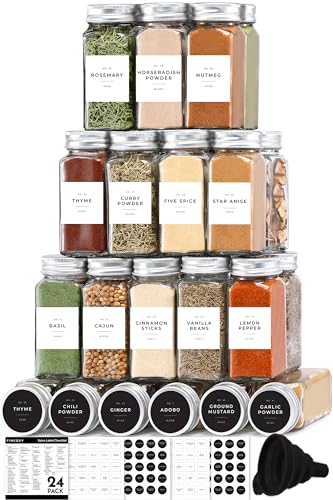 4 oz Clear Empty Spice Jars with Labels and Shaker Lids L56493