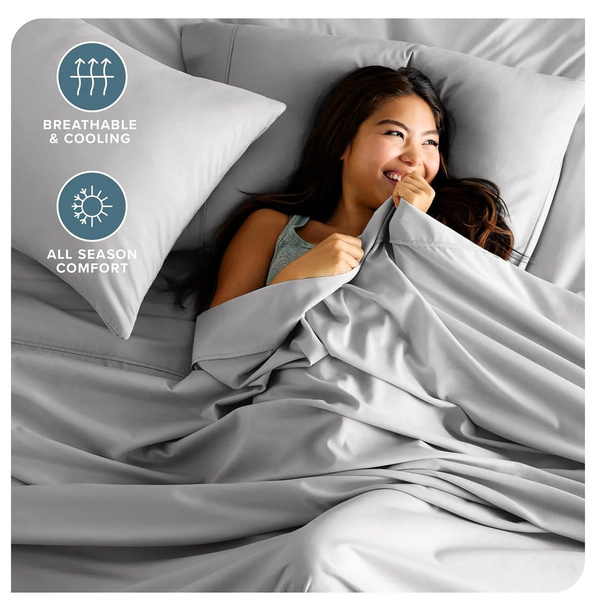 Light Grey 4 Piece Flex King Microfiber Bed Sheet Set I9833
