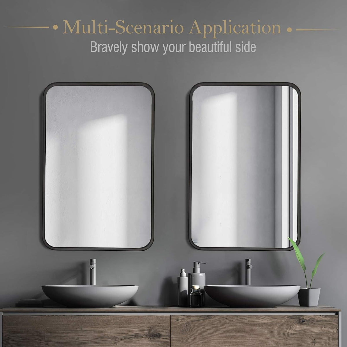 24x36 Rectangular Wall Mount Mirror with Stainless Steel Metal Frame A523297