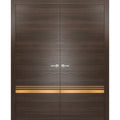 Solid French Double Doors 48 x 84 inches Wood with Frosted Glass U807