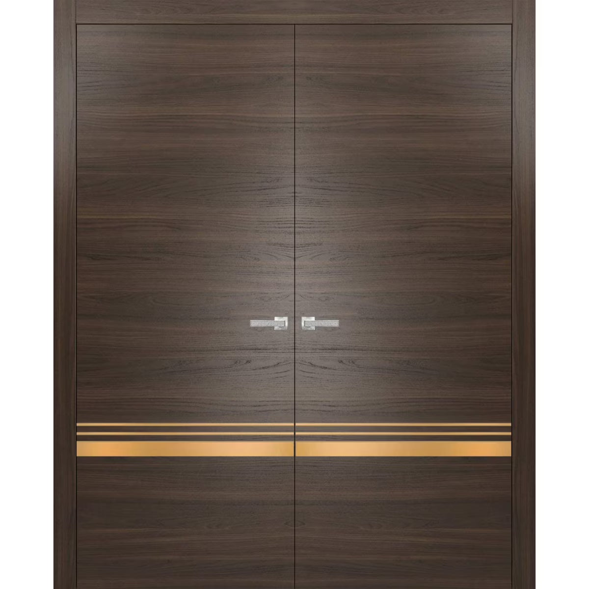 Solid French Double Doors 48 x 84 inches Wood with Frosted Glass U807