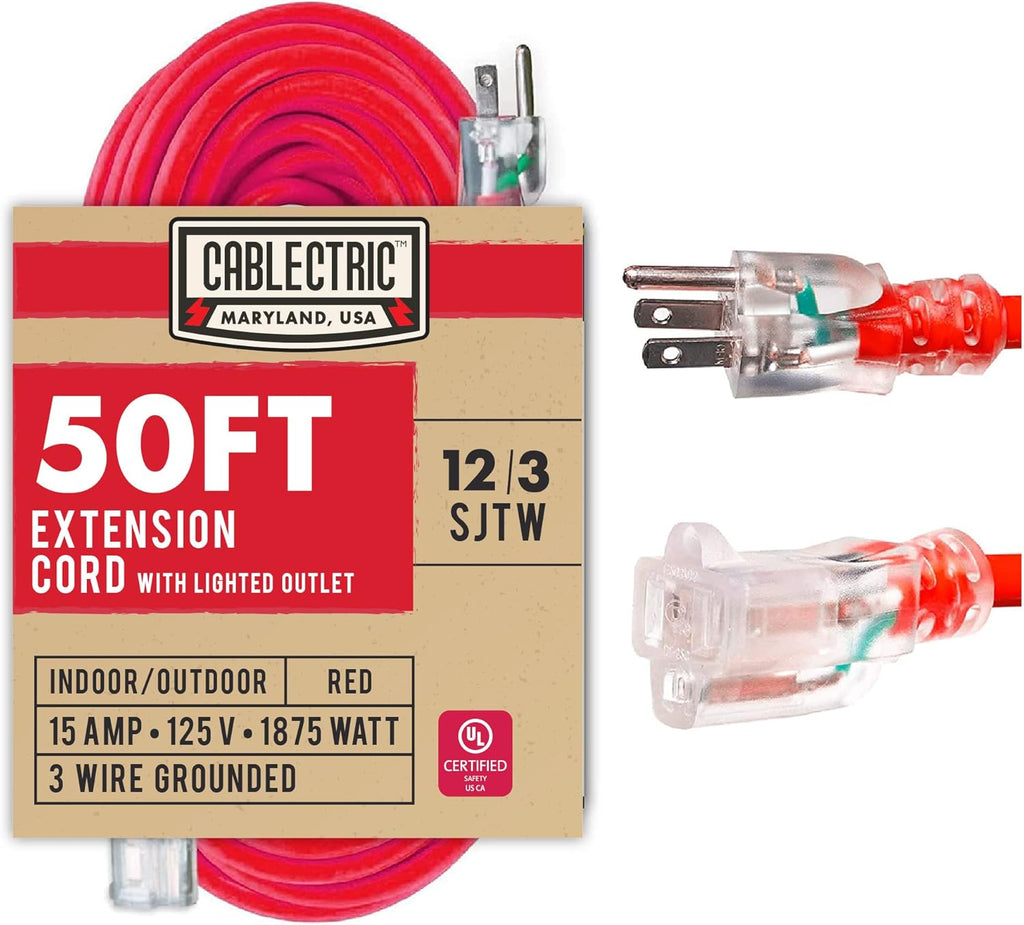 6 Ft 15 Amp 12 Gauge Lighted Outdoor Extension Cord F52735