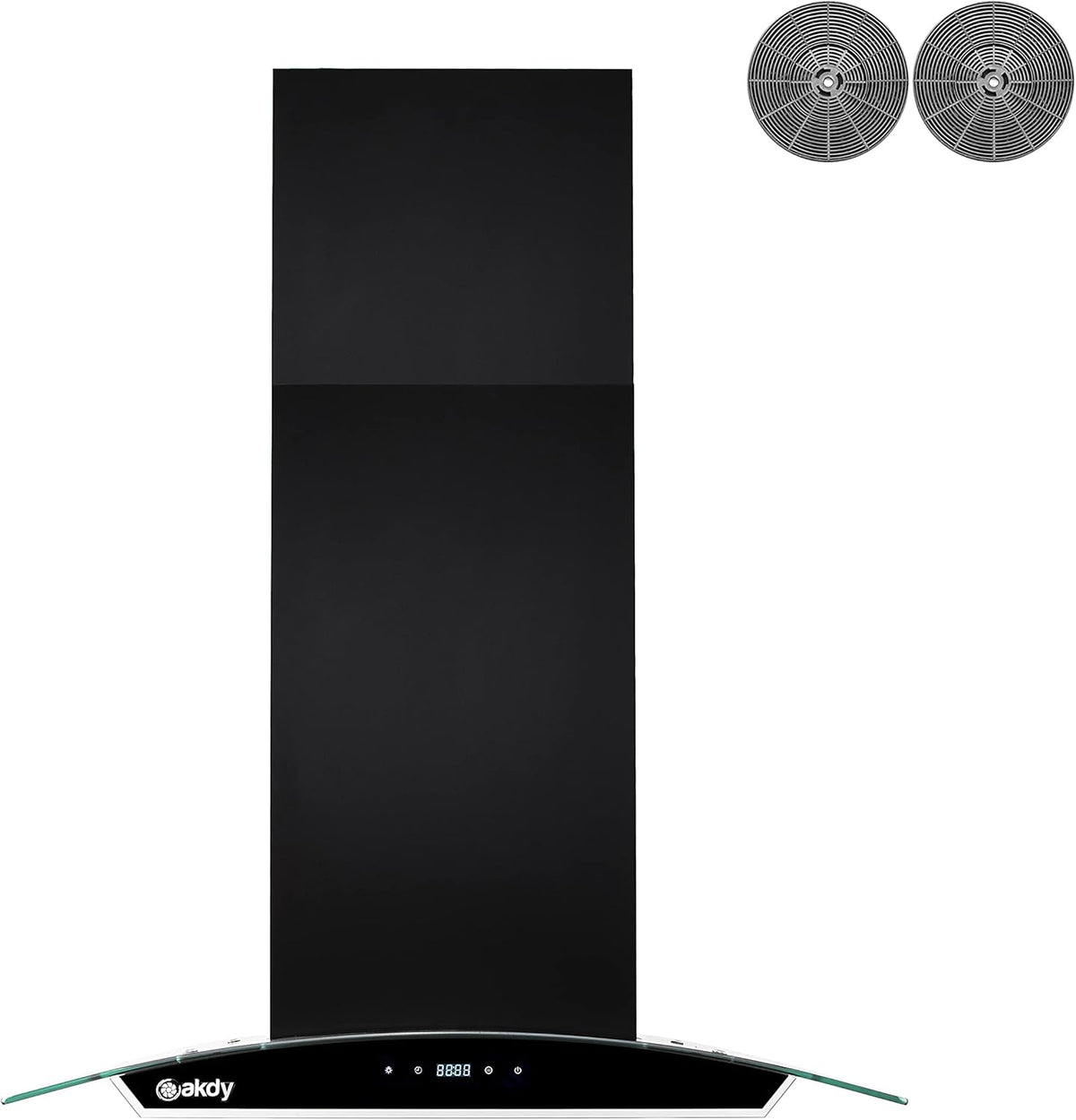 36 in. 343 CFM Convertible Island Mount Range Hood Black Painted Stainless Steel Glass Carbon Filters I73564