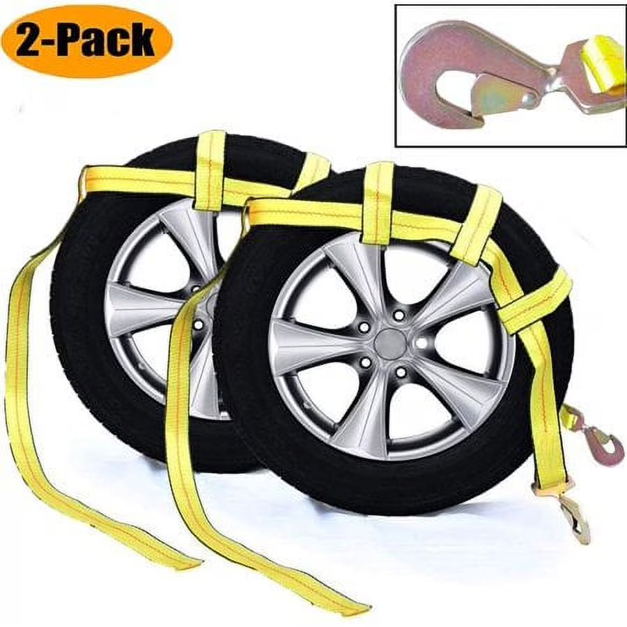 Tow Dolly Basket Strap with Twisted Snap Hooks, 2 inch Webbing, 12,000 lbs Breaking Strength, Tire Bonnet & Tire Net H30889