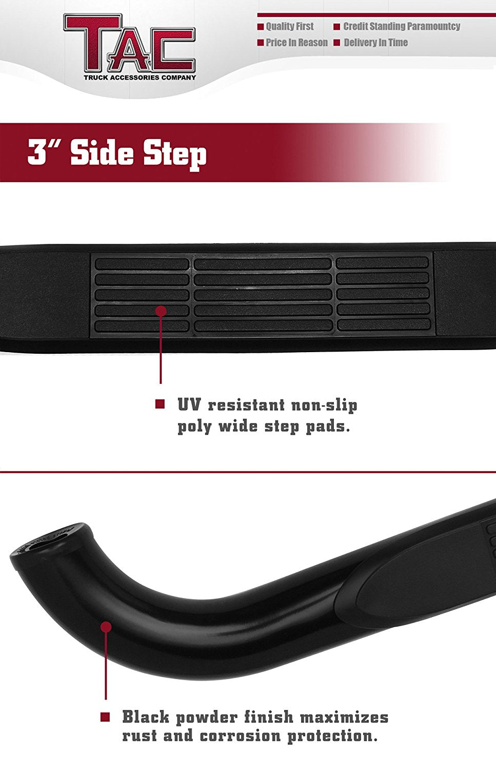 3" Side Steps Black Side Bars Nerf Bars Running Boards R604