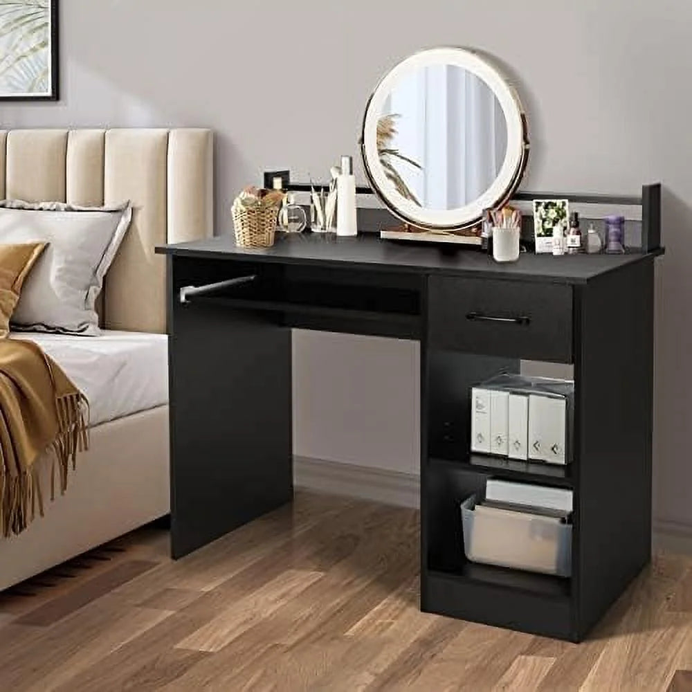 Black Wooden Computer Desk with Drawers Y182