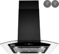 36 in. 343 CFM Convertible Island Mount Range Hood Black Painted Stainless Steel Glass Carbon Filters I73564