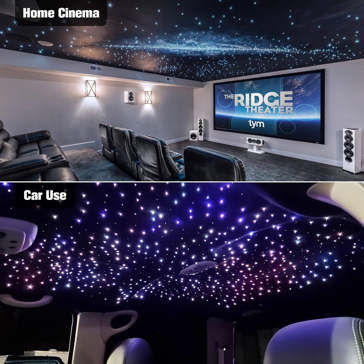 16W 450pcs 13.1ft RGBW Bluetooth LED Fiber Optic Star Ceiling Lights Kit with Adapter A59517