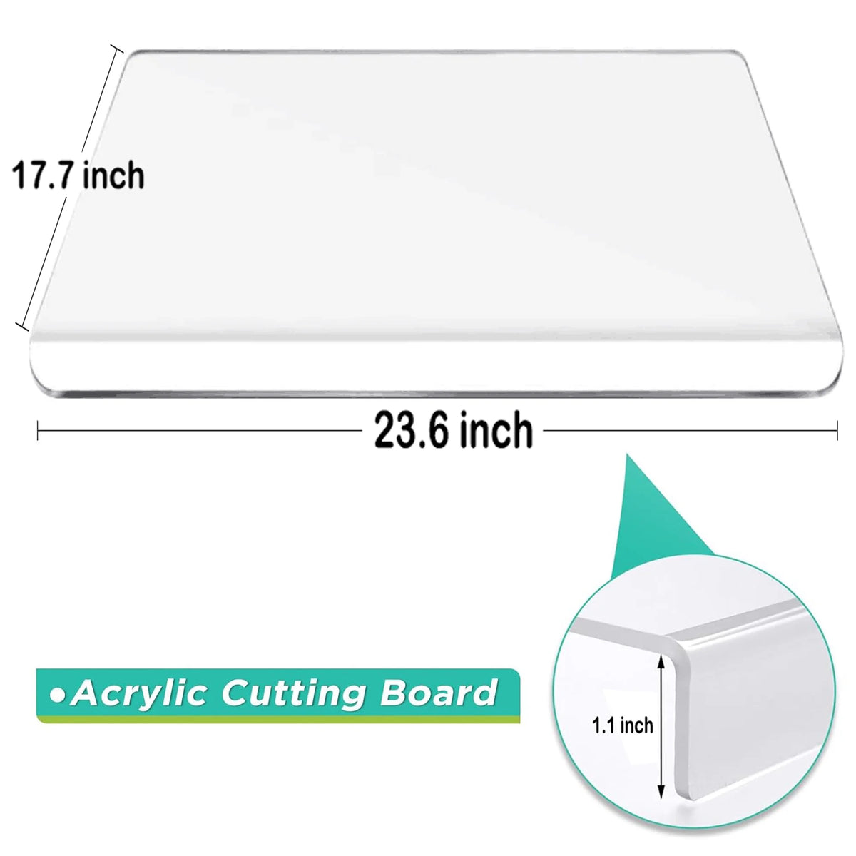 Acrylic Cutting Board with Lip, Transparent 23.6x 17.7in G30222