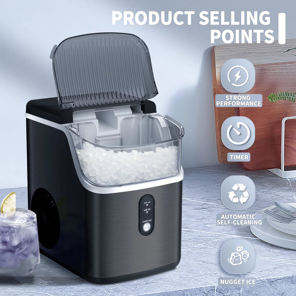 Nugget Ice Maker Countertop 33lbs/24H Self-Cleaning Stainless Steel Silver V716399