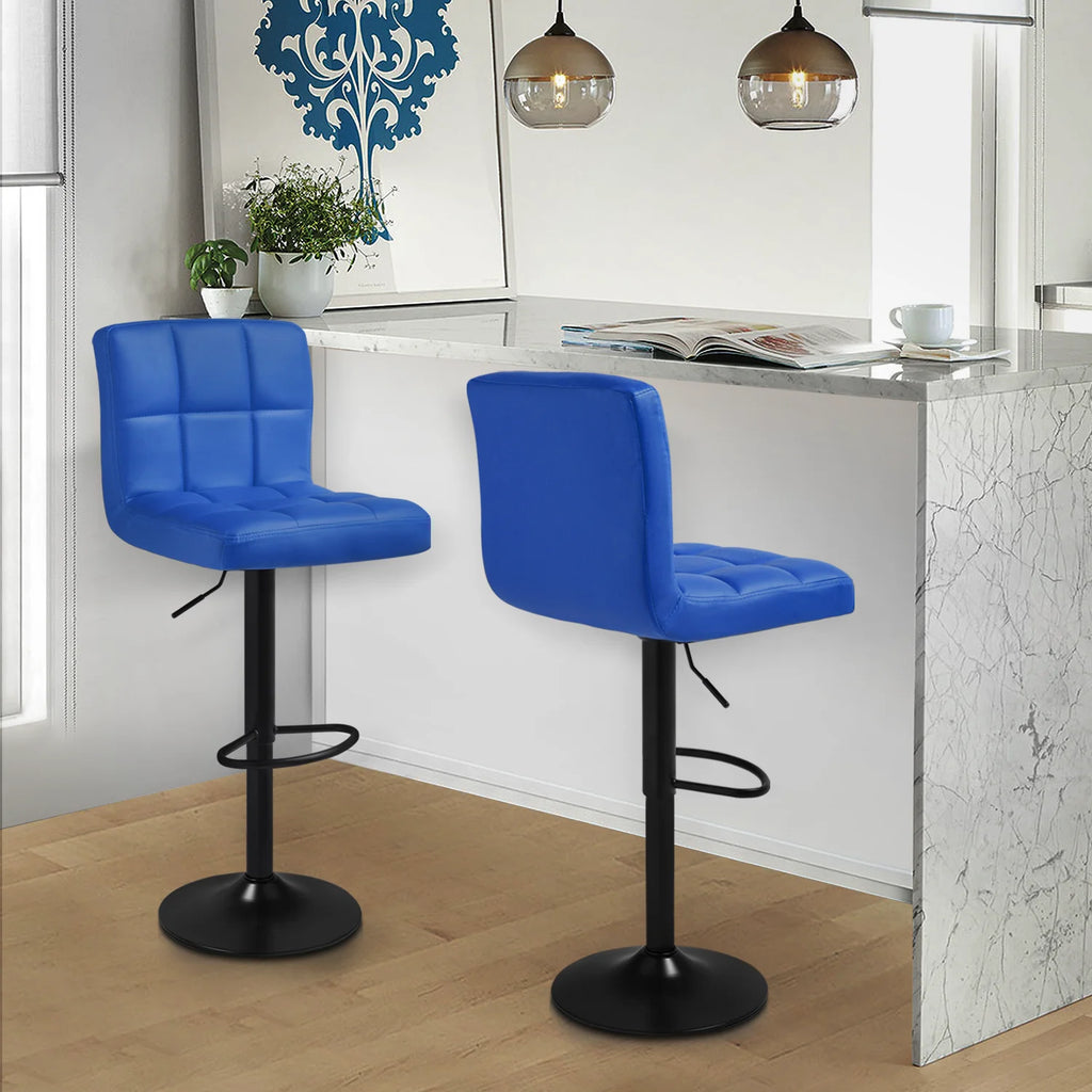 Set of 4 Blue Faux Leather Swivel Bar Stools P34577