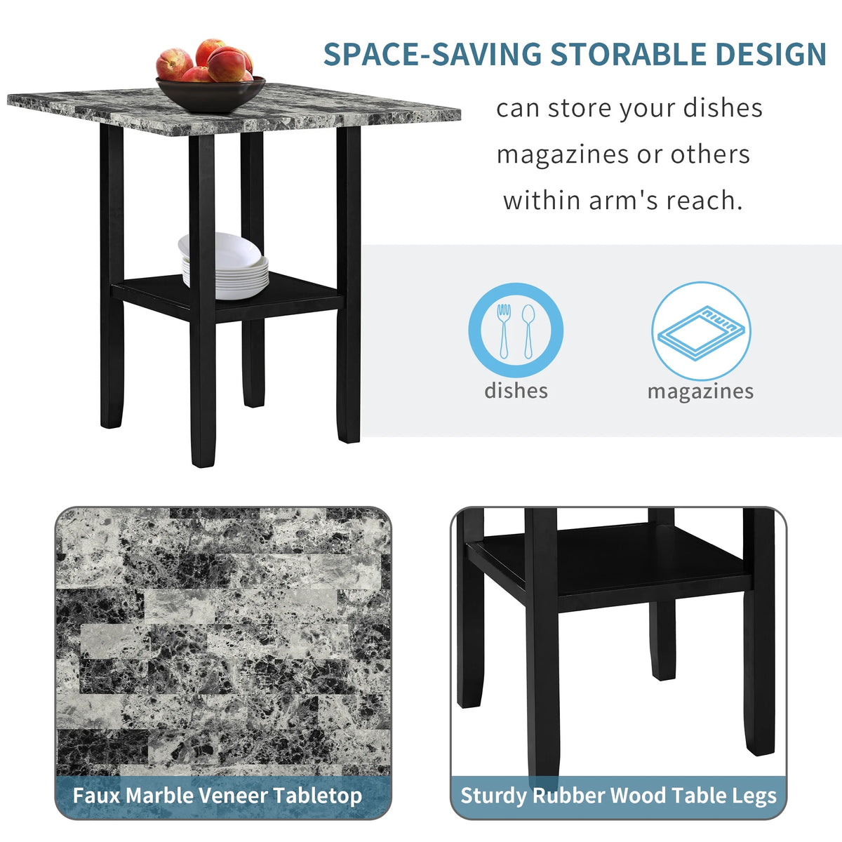 5 Piece Dining Set with 4 Chairs L46251