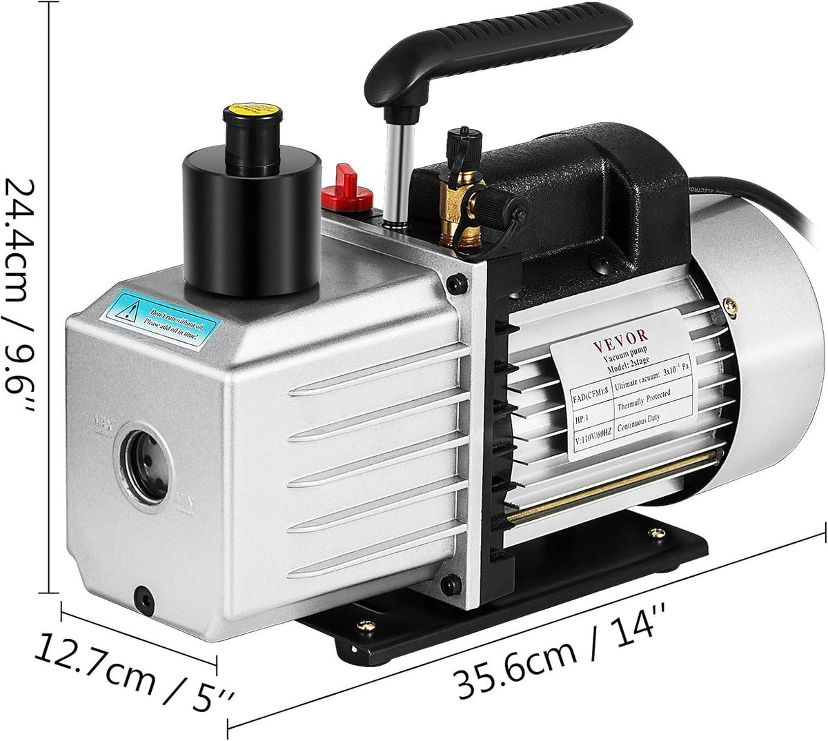 8CFM 1 HP Two Stage Air Conditioning Vacuum Pump 120V 0.3PA R11580