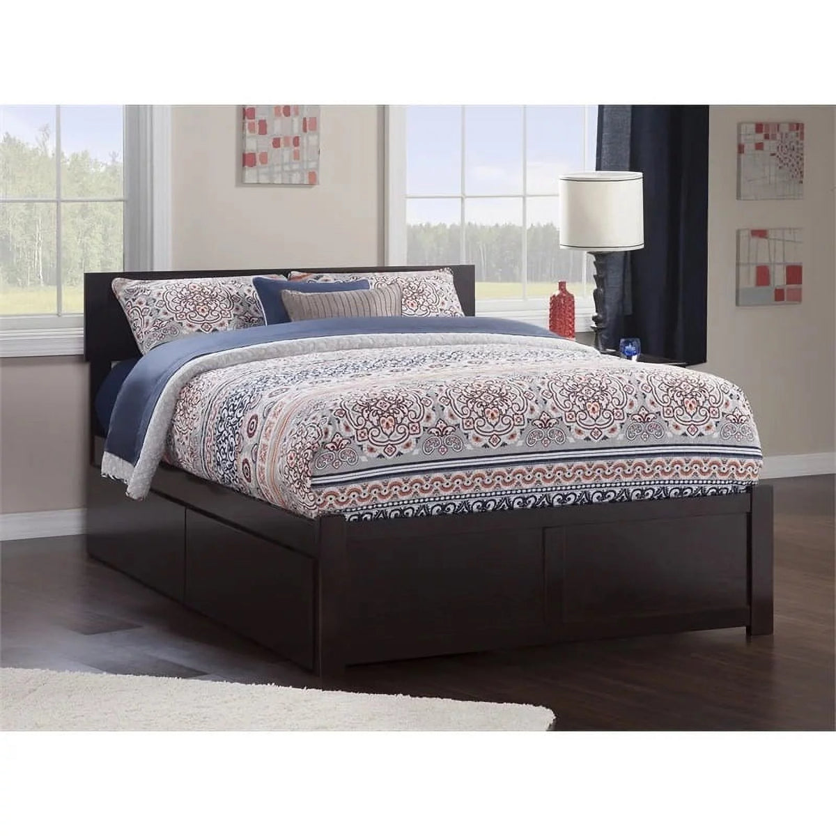 Solid Wood Queen Storage Platform Bed in Espresso E92451