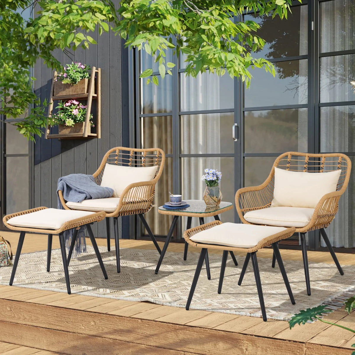 5-Piece PE Rattan Wicker Patio Furniture Set M4833