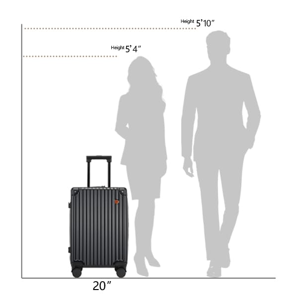 20 Inch Grey Hard Shell Carry On Luggage with Spinner Wheels G925