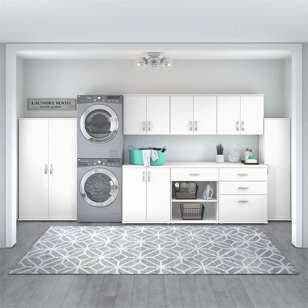White Engineered Wood Cabinet with Doors L1830