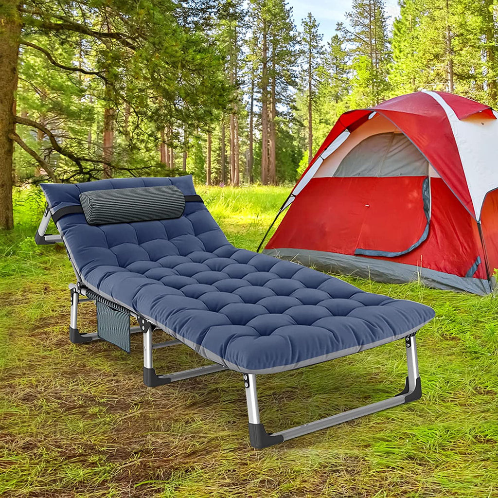 Blue Stripe Folding Chaise Lounge W1630