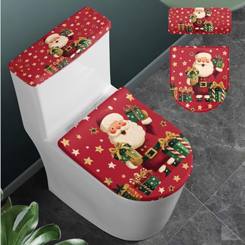 Christmas Trees Toilet Lid Cover and Toilet Tank Cover Set Stretch Seat Covers W620951