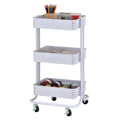 3-Tier Metal Rolling Utility Cart White B40931