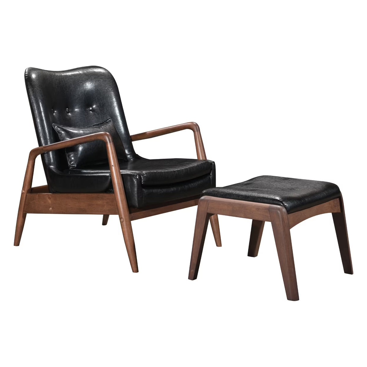 Black Lounge Chair and Ottoman C812