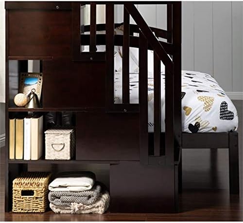 Solid Wood Staircase Storage Bunk Twin Over Full Espresso D1881