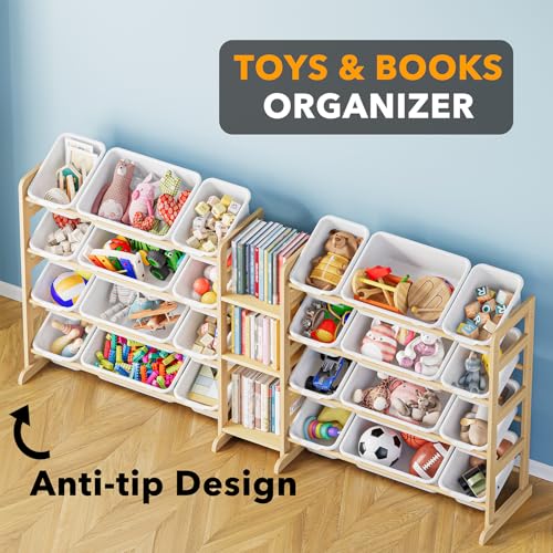 Large Toy Storage Organizer with 24 Bins and 3 Shelves, White T1622