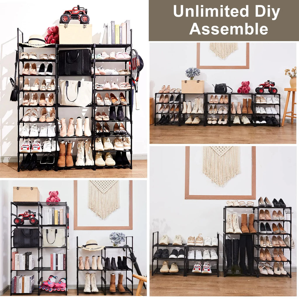 9 Tiers Metal Shoe Rack Storage Organizer Black G194713