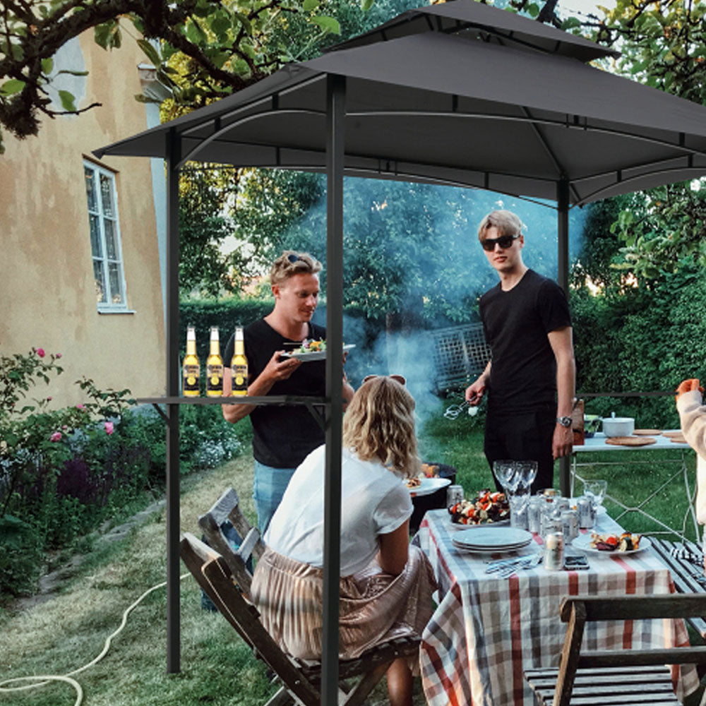 Grey Outdoor Grill Gazebo with Steel Frame I7200