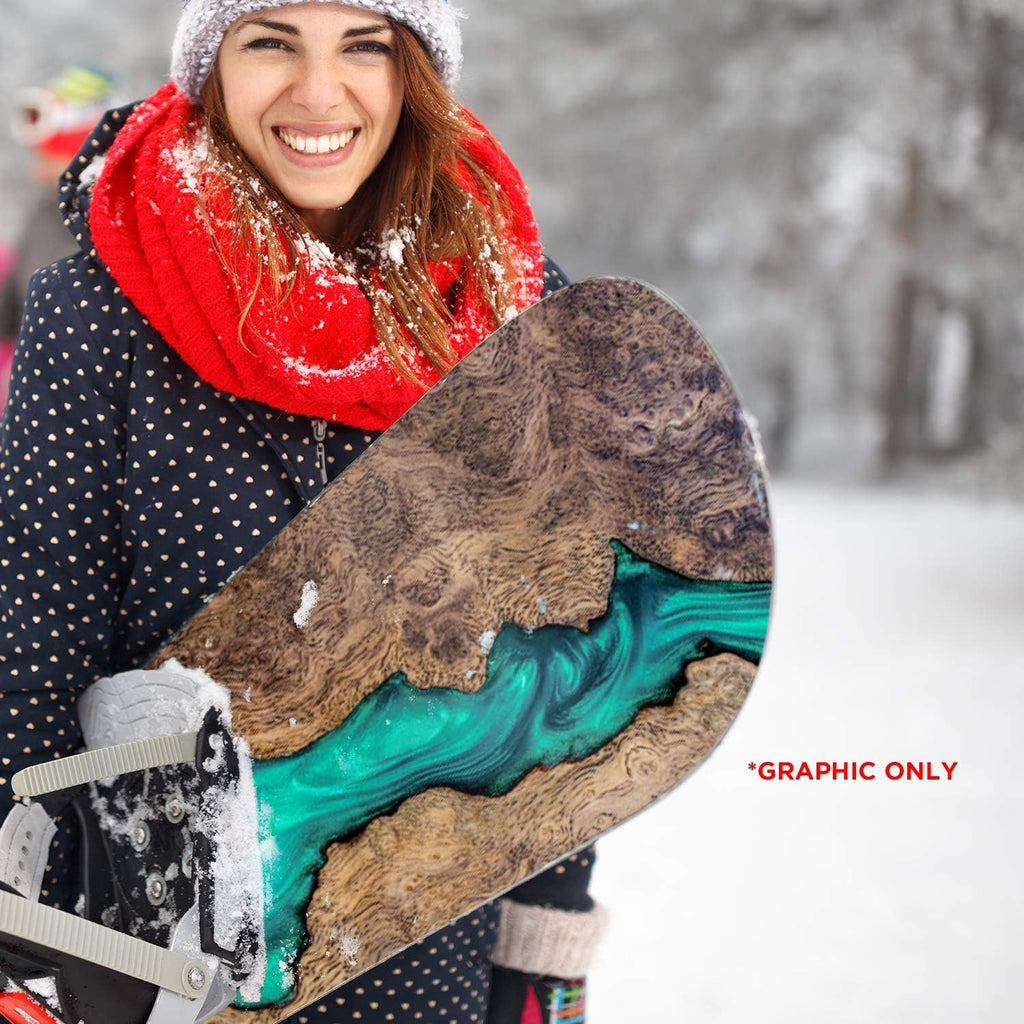 Aqua Resin Wood Snowboard Wrap Sticker Skin Cover J8580