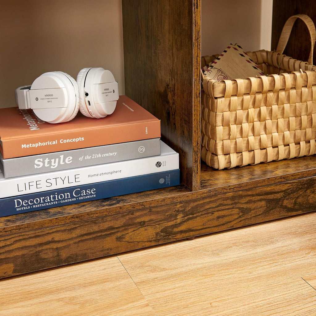 Rustic Brown Bookshelf with Cubbyholes G631