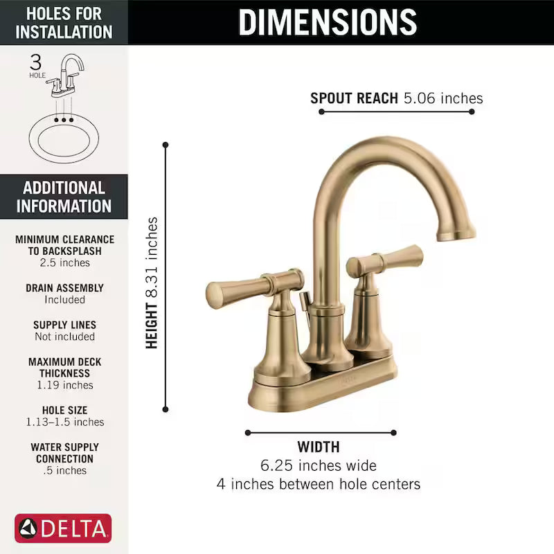 4 in. Centerset Double-Handle Bathroom Faucet in Champagne Bronze B363830