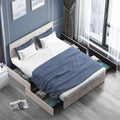 Black Linen Fabric Full Storage Bed Frame with Upholstered Headboard H5234