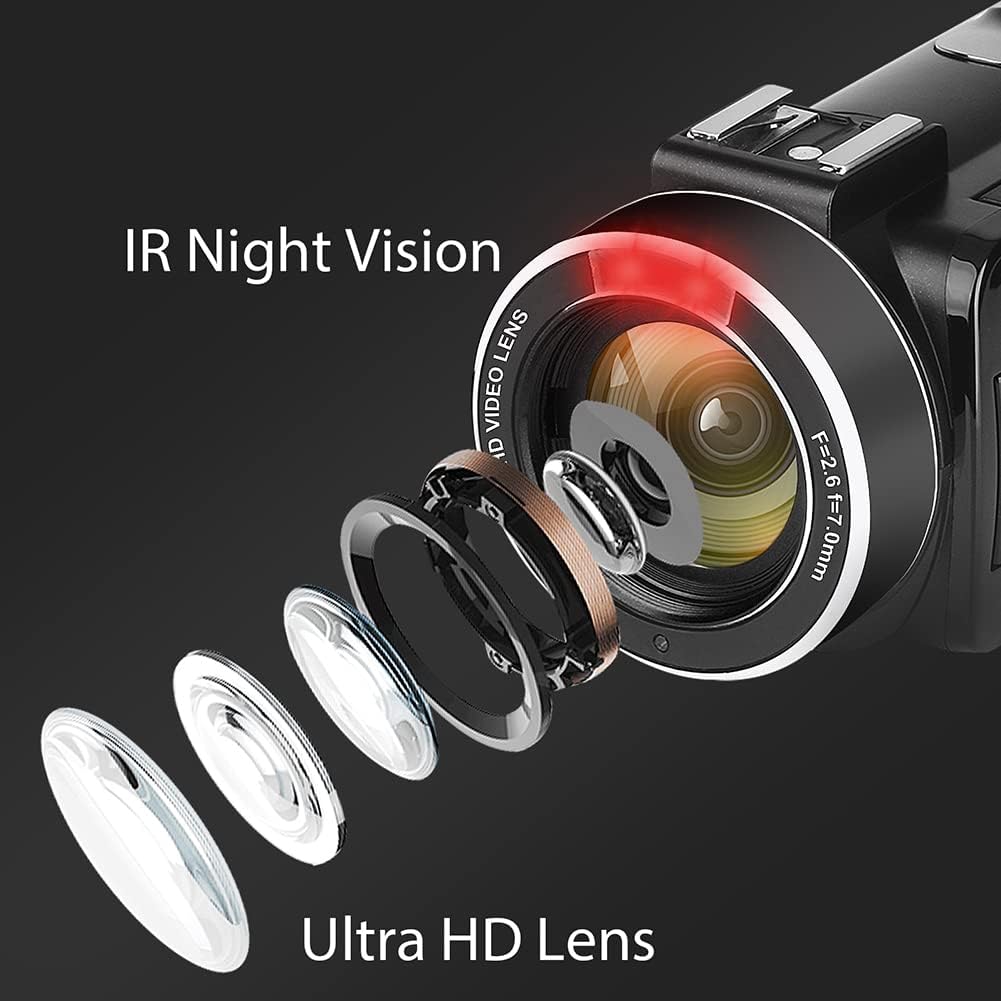 4K 56MP UHD Camcorder with IR Night Vision 18X Digital Zoom Q169