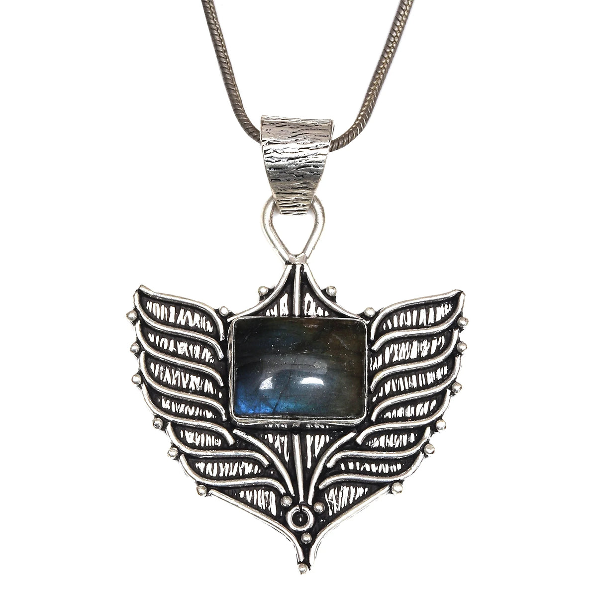 Silver 925 Sterling Garnet Gemstone Necklace Labradorite Jewelry Handmade O492