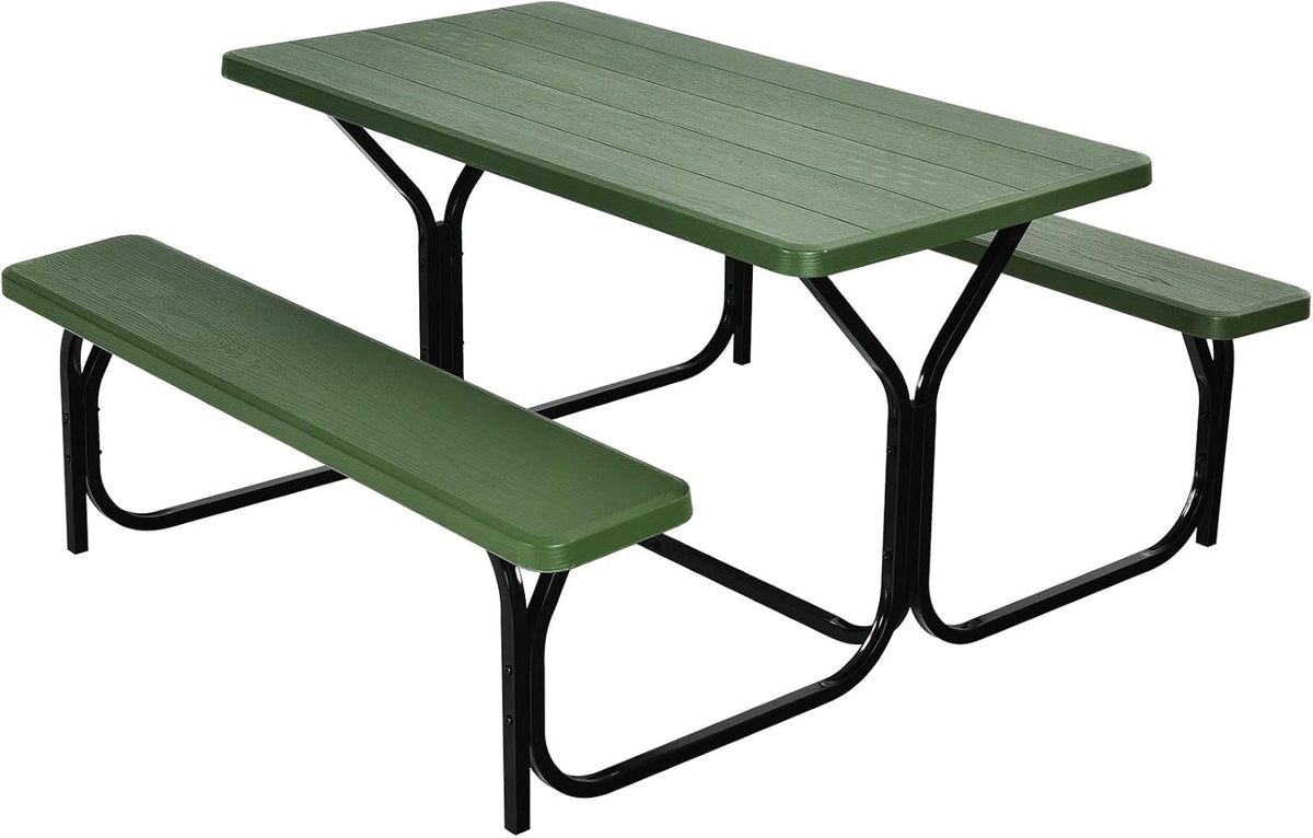 White Metal Base Picnic Table Bench Set C9734