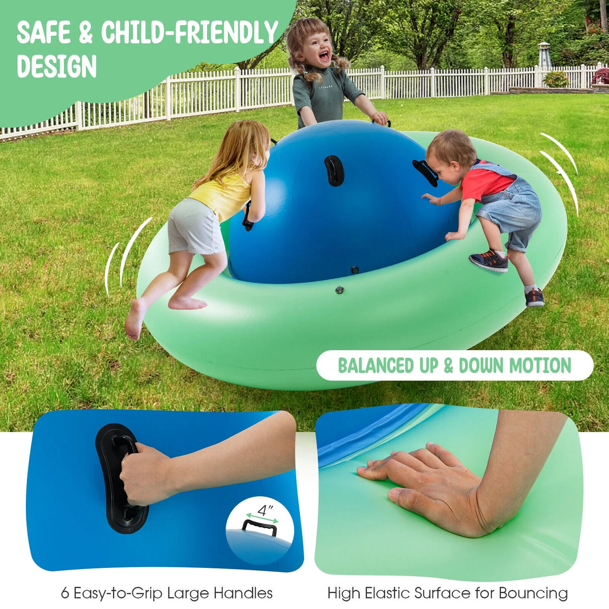 Green & Blue Inflatable Dome Rocker Bouncer with 6 Handles S265603