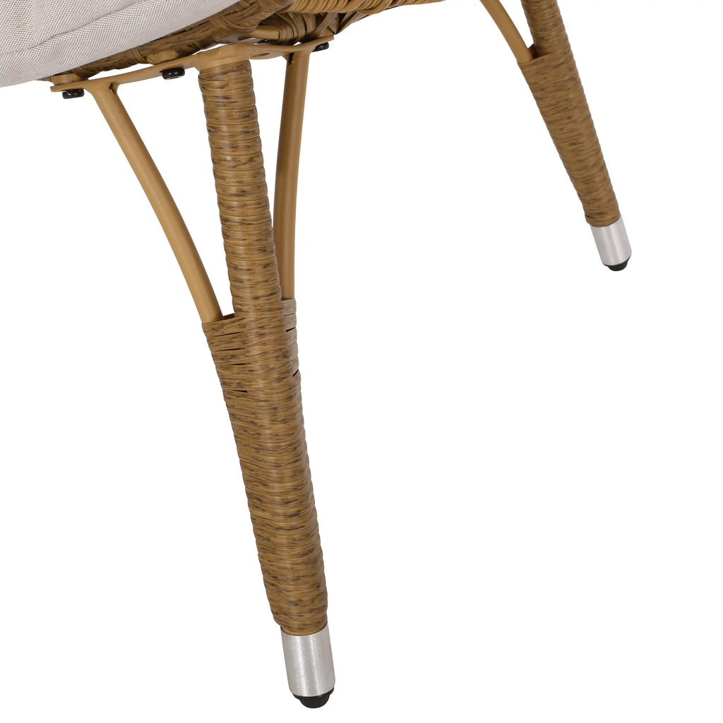 Beige Light Brown Wicker Teardrop Chair K3644