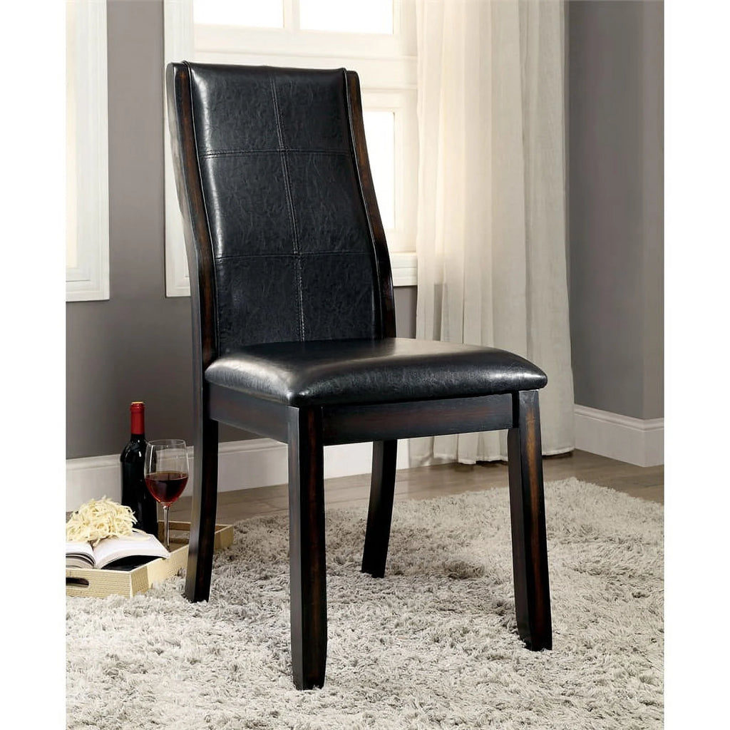 Black Faux Leather Padded Dining Chair Set of 2 B637225