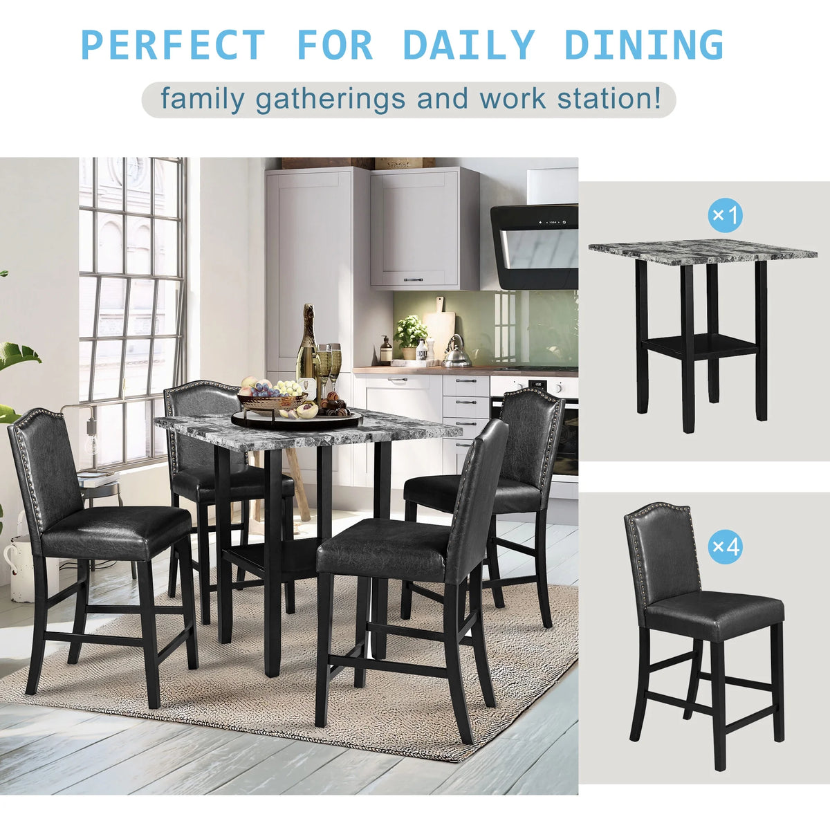 5 Piece Dining Set with 4 Chairs L46251
