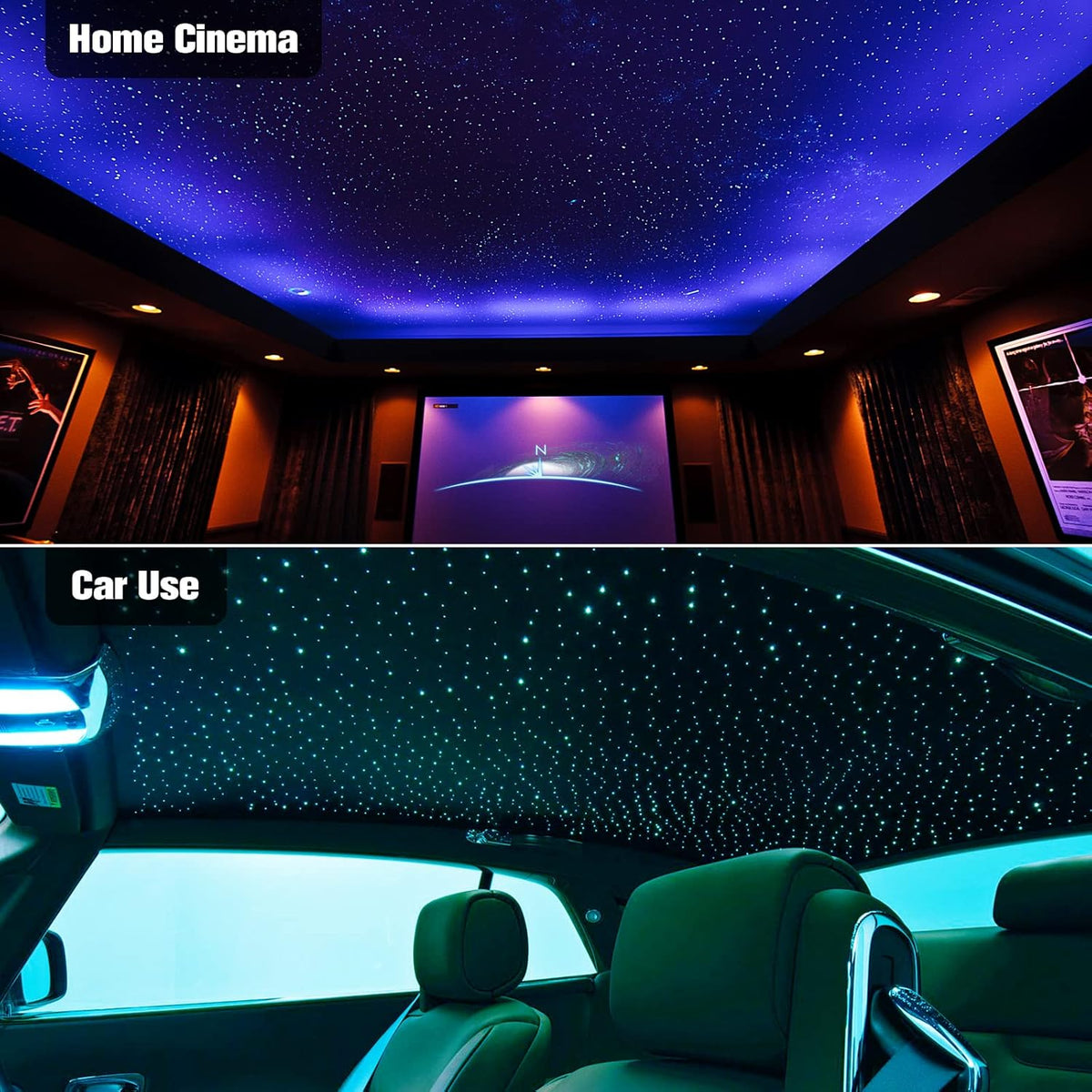 16W 450pcs 13.1ft RGBW Bluetooth LED Fiber Optic Star Ceiling Lights Kit with Adapter A59517